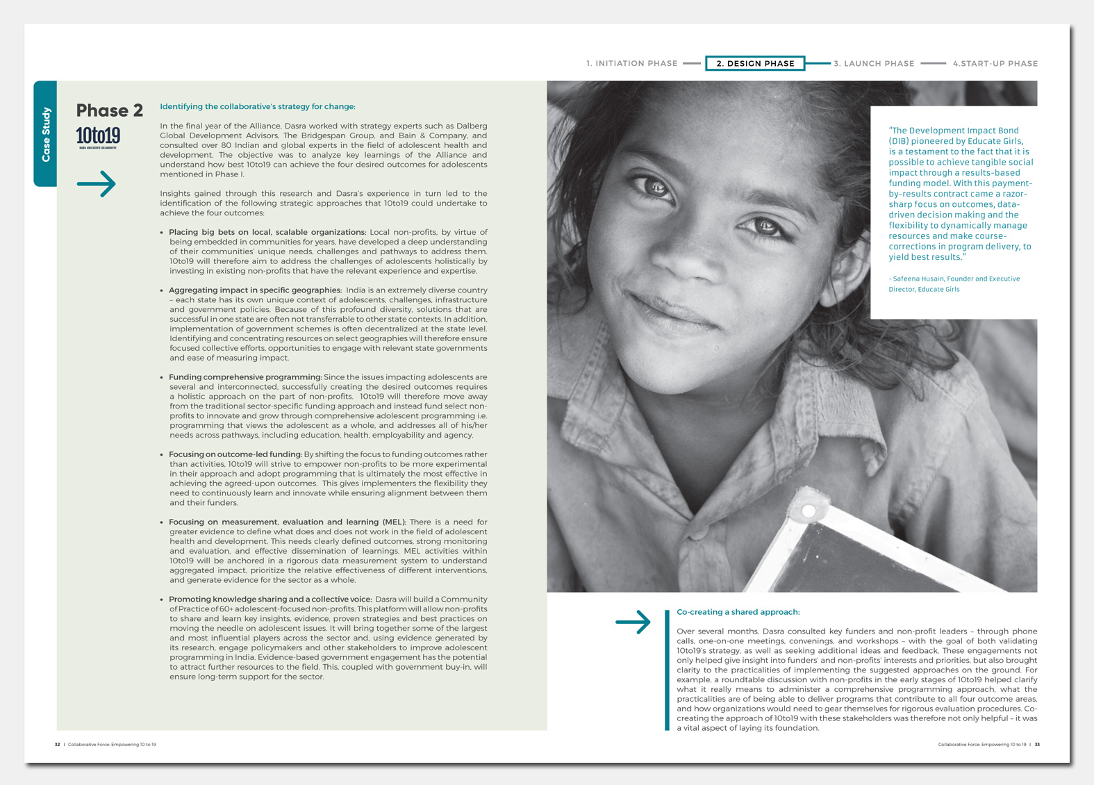 Collaborative Force Report Design, Dasra India. Adolescents Girls India