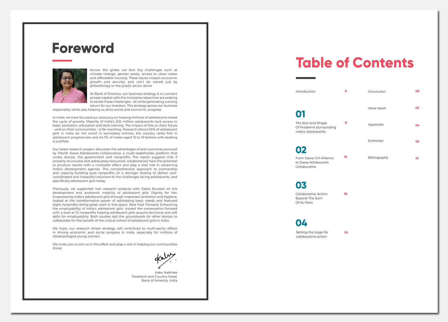 Collaborative Force Report Design, Dasra India. Adolescents Girls India