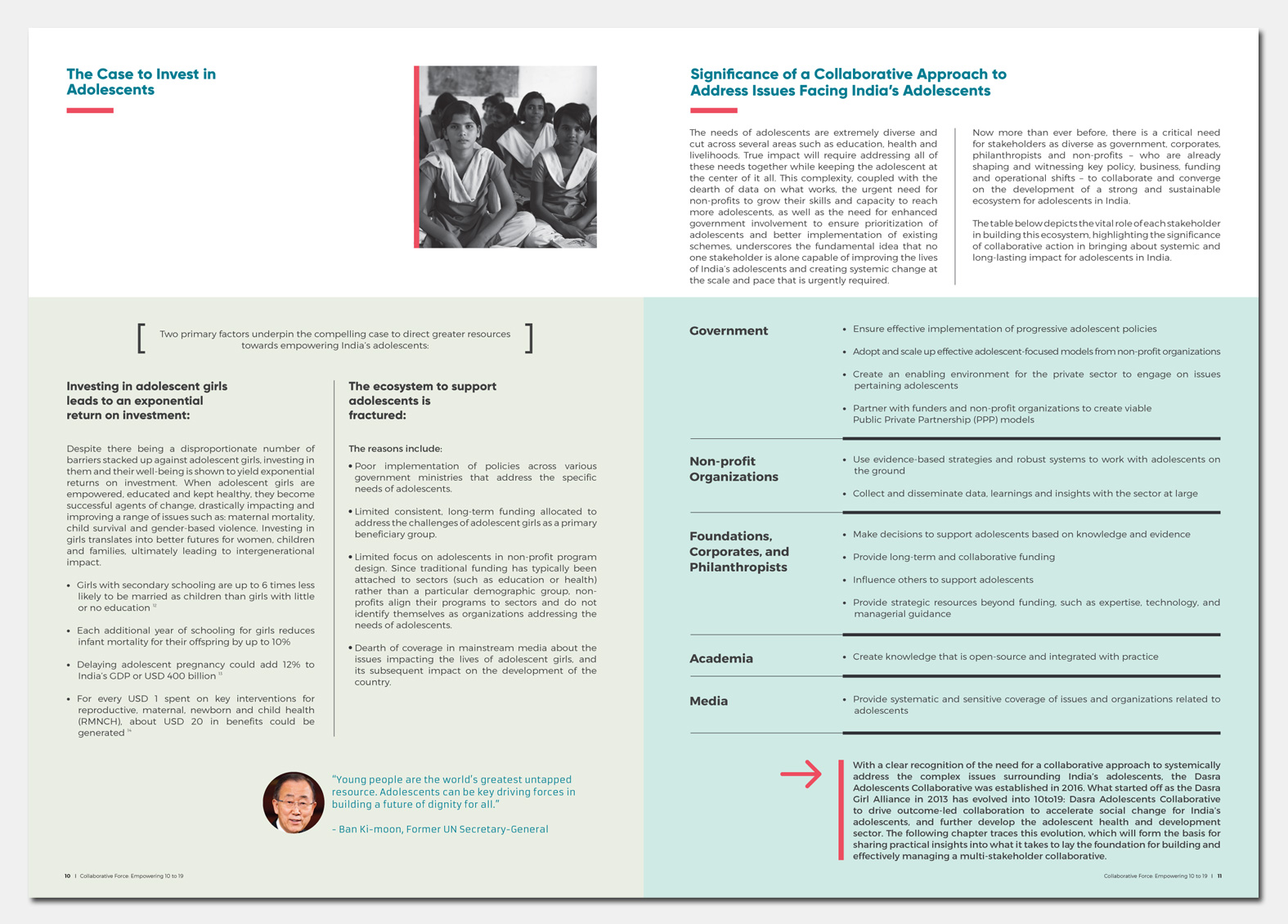 Collaborative Force Report Design, Dasra India. Adolescents Girls India